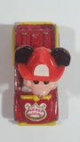 Vintage Tomy Walt Disney Production No. PD-2 Mickey Mouse Fireman Red and Yellow Plastic and Die Cast Metal Toy Car Fire Truck Firefighting Vehicle