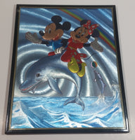 Magic Effects Disney Mickey Mouse and Minnie Mouse Riding a Dolphin Under a Rainbow Framed Art Print Picture Cartoon Character Collectible