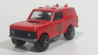 1980s Majorette Range Rover Fire Dept. District 3 Red No. 246 1/60 Scale Die Cast Toy Car Emergency Vehicle w/ Hitch