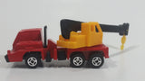 Unknown Brand Picker Crane Semi Truck Red and Yellow Plastic and Metal Die Cast Toy Car Construction Equipment Machinery Vehicle