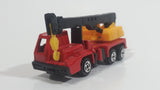 Unknown Brand Picker Crane Semi Truck Red and Yellow Plastic and Metal Die Cast Toy Car Construction Equipment Machinery Vehicle