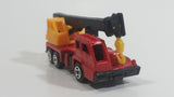 Unknown Brand Picker Crane Semi Truck Red and Yellow Plastic and Metal Die Cast Toy Car Construction Equipment Machinery Vehicle