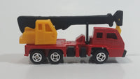 Unknown Brand Picker Crane Semi Truck Red and Yellow Plastic and Metal Die Cast Toy Car Construction Equipment Machinery Vehicle