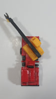 Unknown Brand Picker Crane Semi Truck Red and Yellow Plastic and Metal Die Cast Toy Car Construction Equipment Machinery Vehicle