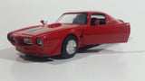 1999 New Ray 1973 Pontiac Fire Bird Red Pullback Motorized Friction Die Cast Toy Car Vehicle with Opening Doors