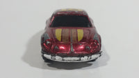 Unknown Brand Yellow Striped #18 Maroon Red Die Cast Toy Car Vehicle