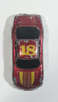 Unknown Brand Yellow Striped #18 Maroon Red Die Cast Toy Car Vehicle