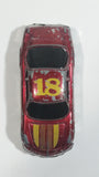 Unknown Brand Yellow Striped #18 Maroon Red Die Cast Toy Car Vehicle