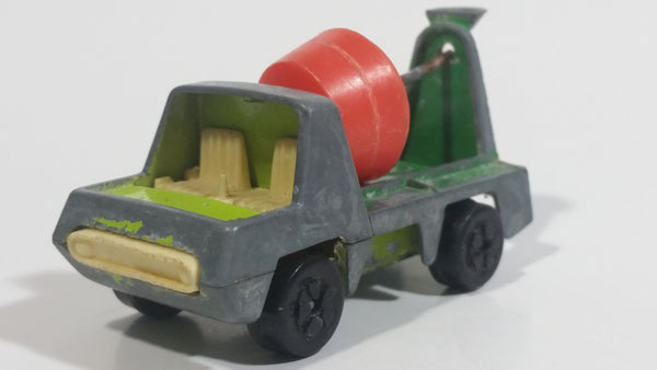 Vintage PlayArt Cement Mixer Green and Orange Die Cast Toy Car Construction Building Equipment Vehicle - Missing half the Barrel - Hong Kong