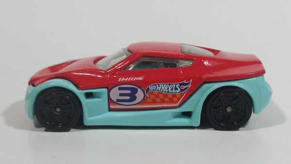 2013 Hot Wheels Track Aces Symbolic Red and Teal Light Blue Die Cast Toy Car Vehicle