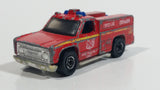 1977 Hot Wheels Flying Colors Emergency Squad Rescue Ranger Dark Red Fire Truck Die Cast Toy Car Vehicle - BW - Blue Lights - Hong Kong