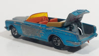 Vintage 1969 Lesney Matchbox Series No. 69 Rolls Royce Silver Shadow Coupe Convertible Aqua Blue Die Cast Toy Car Vehicle With Opening Trunk