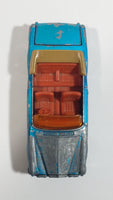 Vintage 1969 Lesney Matchbox Series No. 69 Rolls Royce Silver Shadow Coupe Convertible Aqua Blue Die Cast Toy Car Vehicle With Opening Trunk