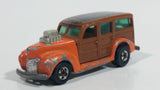 1980 Hot Wheels Hi-Rakers '40's Woodie Orange with Brown Smooth Panel Die Cast Toy Car Vehicle BW Hong Kong