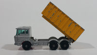 Vintage Lesney Matchbox Series Tipper Container Truck No. 47 Silver Grey and Yellow Die Cast Toy Car Construction Semi Hauling Vehicle Made in England