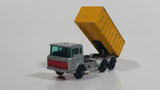 Vintage Lesney Matchbox Series Tipper Container Truck No. 47 Silver Grey and Yellow Die Cast Toy Car Construction Semi Hauling Vehicle Made in England