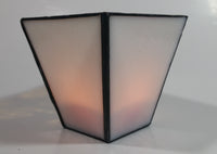 White Flower Themed Small Stained Glass Candle Holder