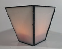 White Flower Themed Small Stained Glass Candle Holder