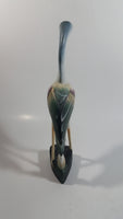 Beautifully Painted Hand Carved Crane Bird Wood Carving 12" Tall Statue