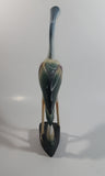 Beautifully Painted Hand Carved Crane Bird Wood Carving 12" Tall Statue