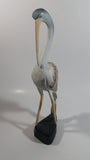 Beautifully Painted Hand Carved Crane Bird Wood Carving 12" Tall Statue