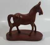 Hand Carved Wood 7" Tall Wooden Horse Carving Statue On a Base