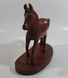 Hand Carved Wood 7" Tall Wooden Horse Carving Statue On a Base