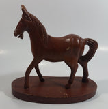 Hand Carved Wood 7" Tall Wooden Horse Carving Statue On a Base