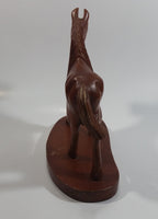 Hand Carved Wood 7" Tall Wooden Horse Carving Statue On a Base