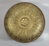 Vintage Guildcraft New York Embossed Brass Metal Tin Round Circular Container