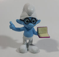 2013 Peyo "Brainy" Smurf Lecturing While Holding a Book PVC Toy Figure McDonald's Happy Meal