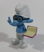 2013 Peyo "Brainy" Smurf Lecturing While Holding a Book PVC Toy Figure McDonald's Happy Meal