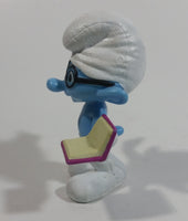 2013 Peyo "Brainy" Smurf Lecturing While Holding a Book PVC Toy Figure McDonald's Happy Meal