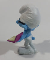 2013 Peyo "Brainy" Smurf Lecturing While Holding a Book PVC Toy Figure McDonald's Happy Meal