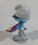 2013 Peyo "Brainy" Smurf Lecturing While Holding a Book PVC Toy Figure McDonald's Happy Meal