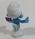 2013 Peyo "Brainy" Smurf Lecturing While Holding a Book PVC Toy Figure McDonald's Happy Meal