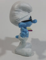 2013 Peyo "Brainy" Smurf Lecturing While Holding a Book PVC Toy Figure McDonald's Happy Meal