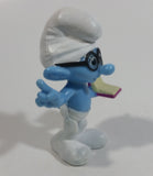 2013 Peyo "Brainy" Smurf Lecturing While Holding a Book PVC Toy Figure McDonald's Happy Meal