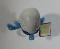 2013 Peyo "Brainy" Smurf Lecturing While Holding a Book PVC Toy Figure McDonald's Happy Meal