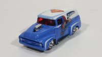 2012 Hot Wheels '56 Ford F-100 Panel Van Truck Superman Blue and White Die Cast Toy Car Hot Rod Vehicle with Opening Hood and Red Line Real Riders