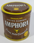 Vintage Douwe Egberts Amphora Pipe Tobacco Extra Mild Cavendish Brown and Yellow Tin Can - Empty