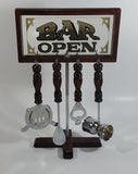 Vintage Bar Open Mirror Nostalgia Bar Tools Drink Mixing 13 3/4" Tall 5 Piece Set Man Cave Collectible