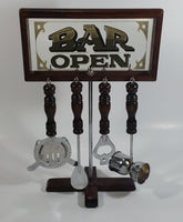 Vintage Bar Open Mirror Nostalgia Bar Tools Drink Mixing 13 3/4" Tall 5 Piece Set Man Cave Collectible