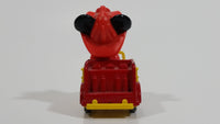 Vintage Tomy Walt Disney Production No. PD-2 Mickey Mouse Fireman Red and Yellow Plastic and Die Cast Metal Toy Car Fire Truck Firefighting Vehicle