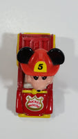 Vintage Tomy Walt Disney Production No. PD-2 Mickey Mouse Fireman Red and Yellow Plastic and Die Cast Metal Toy Car Fire Truck Firefighting Vehicle