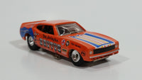 1999 Johnny Lightning NHRA Funny Car Legends Ford Mustang Lew Arrington Orange Die Cast Toy Car Vehicle with Lift Up Body