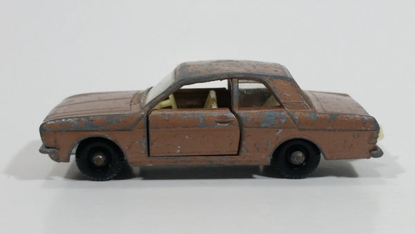 Vintage 1968 Lesney Matchbox Series No. 25 Ford Cortina Brown Die Cast Toy Car Vehicle with Opening Doors