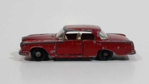 Vintage 1960s Lesney Matchbox Series No. 53 Mercedes-Benz 220 SE Dark Red Die Cast Toy Car Vehicle with Opening Doors