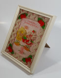 Vintage 1979 Strawberry Shortcake and Lemon Meringue "Love is the greatest gift of all" Wood Framed Stained Glass Picture 6 1/4" x 8"
