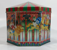1997 M&M's Limited Edition Christmas Village Series Carousel Number 05 Merry Go Round Metal Tin Container Chocolate Candy Sweets Collectible